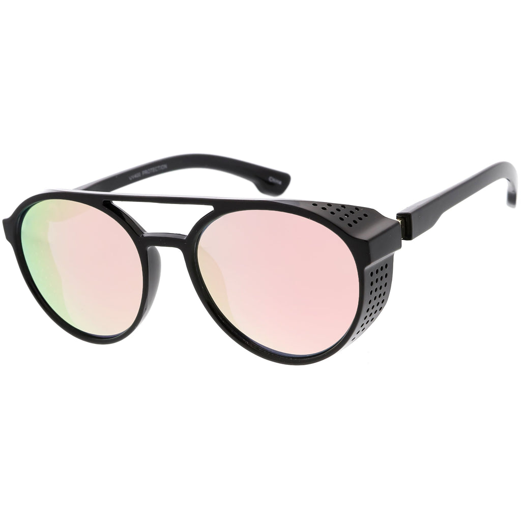 Retro Steampunk Side Vented Mirrored Lens Goggle Sunglasses C955