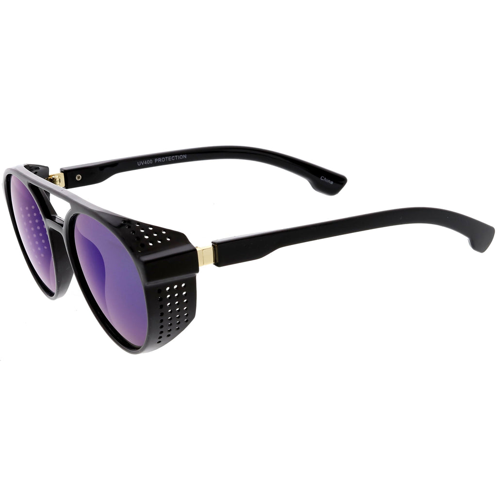 Retro Steampunk Side Vented Mirrored Lens Goggle Sunglasses C955