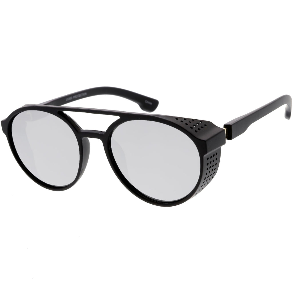 Retro Steampunk Side Vented Mirrored Lens Goggle Sunglasses C955