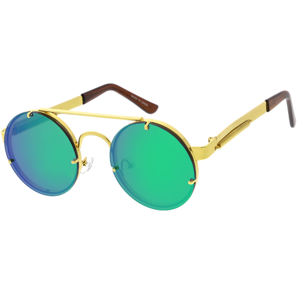 Retro Modern Steampunk Round Spring Temple Sunglasses C957