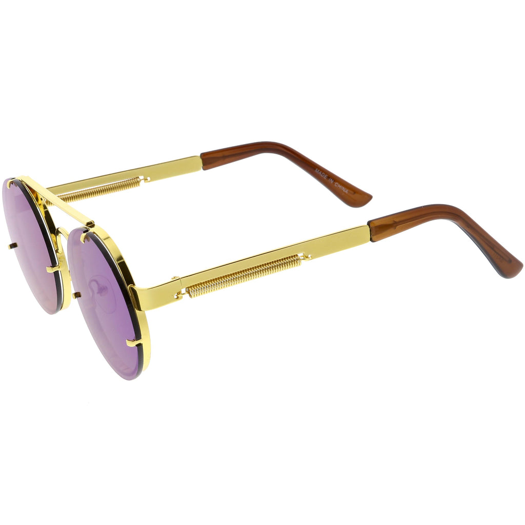 Retro Modern Steampunk Round Spring Temple Sunglasses C957
