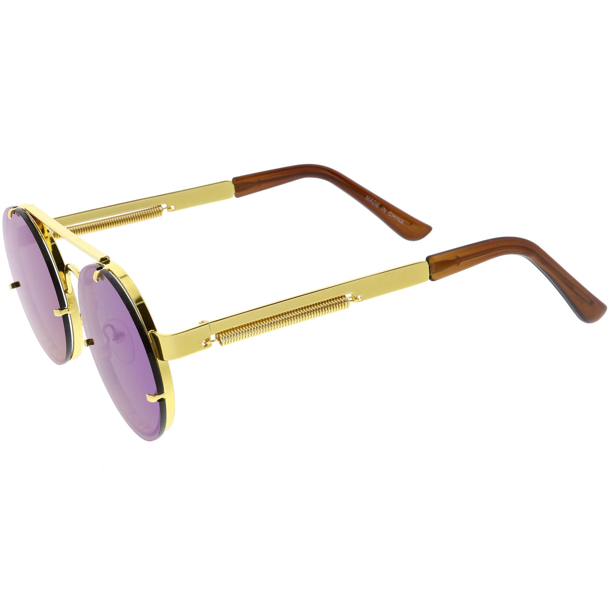 Retro Modern Steampunk Round Spring Temple Sunglasses C957