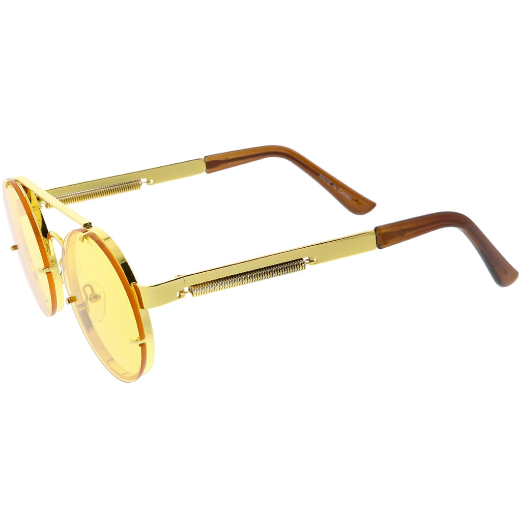 Retro Modern Steampunk Round Spring Temple Sunglasses C957