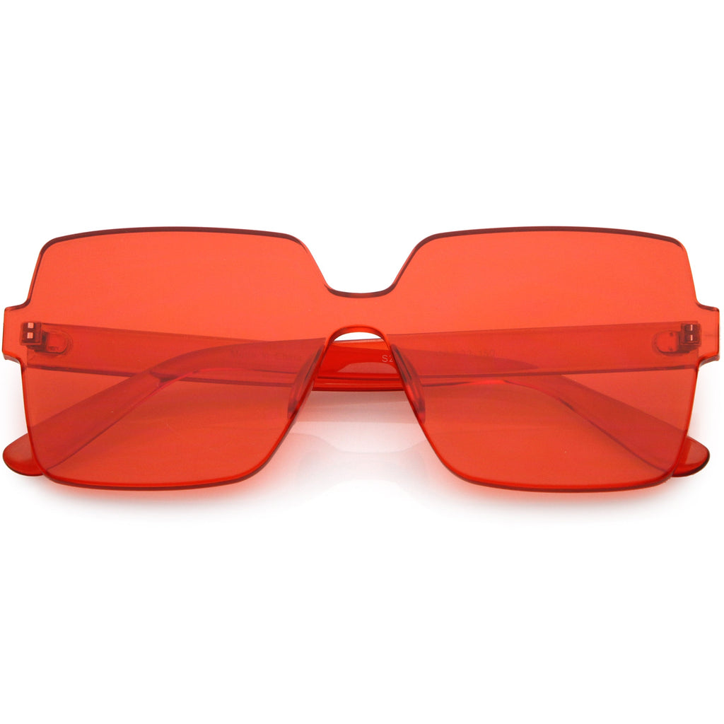 Large Retro Modern Square Mono Block Color Tone Sunglasses C961
