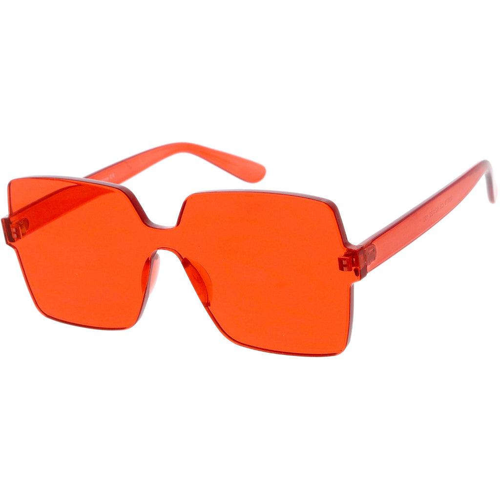 Large Retro Modern Square Mono Block Color Tone Sunglasses C961