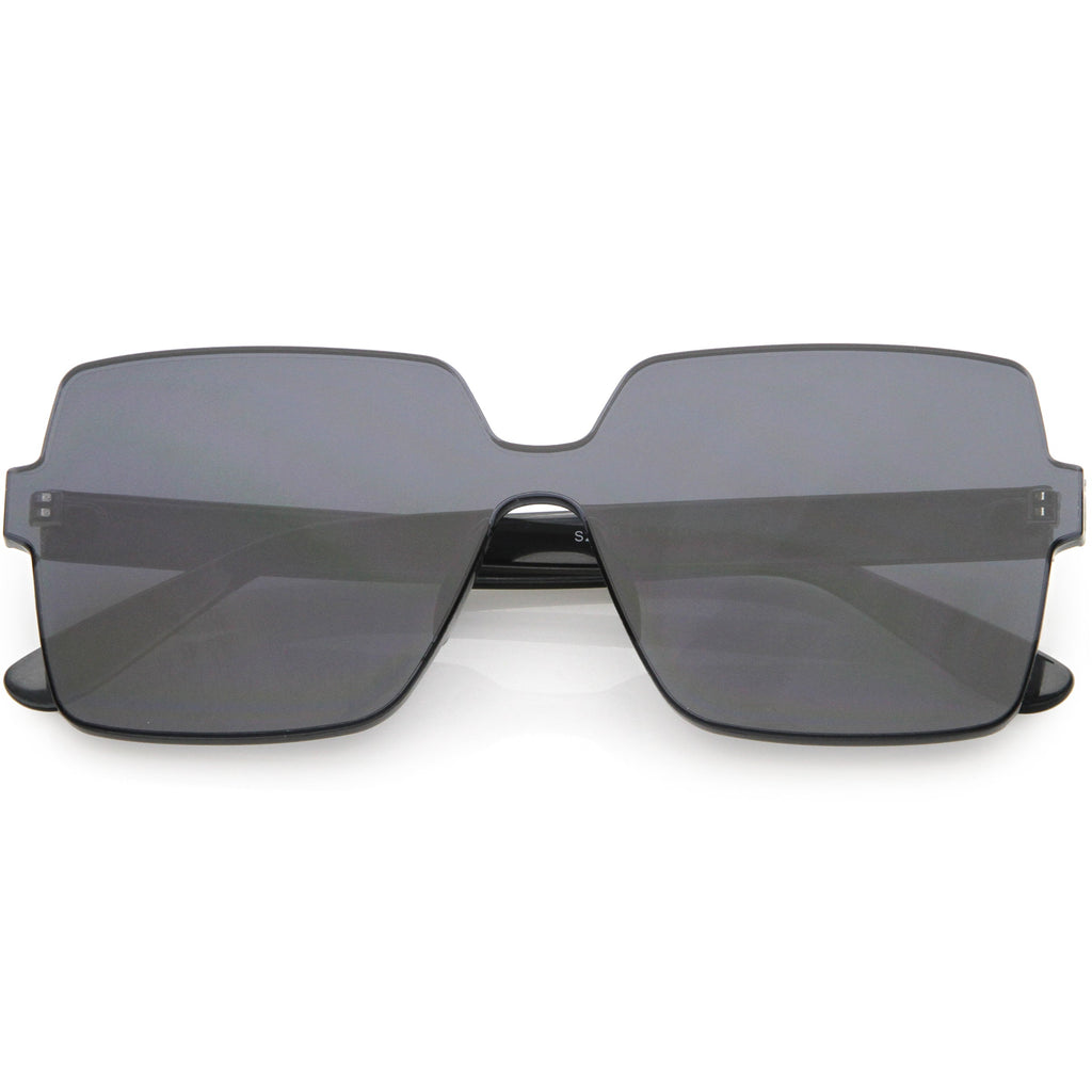 Large Retro Modern Square Mono Block Color Tone Sunglasses C961