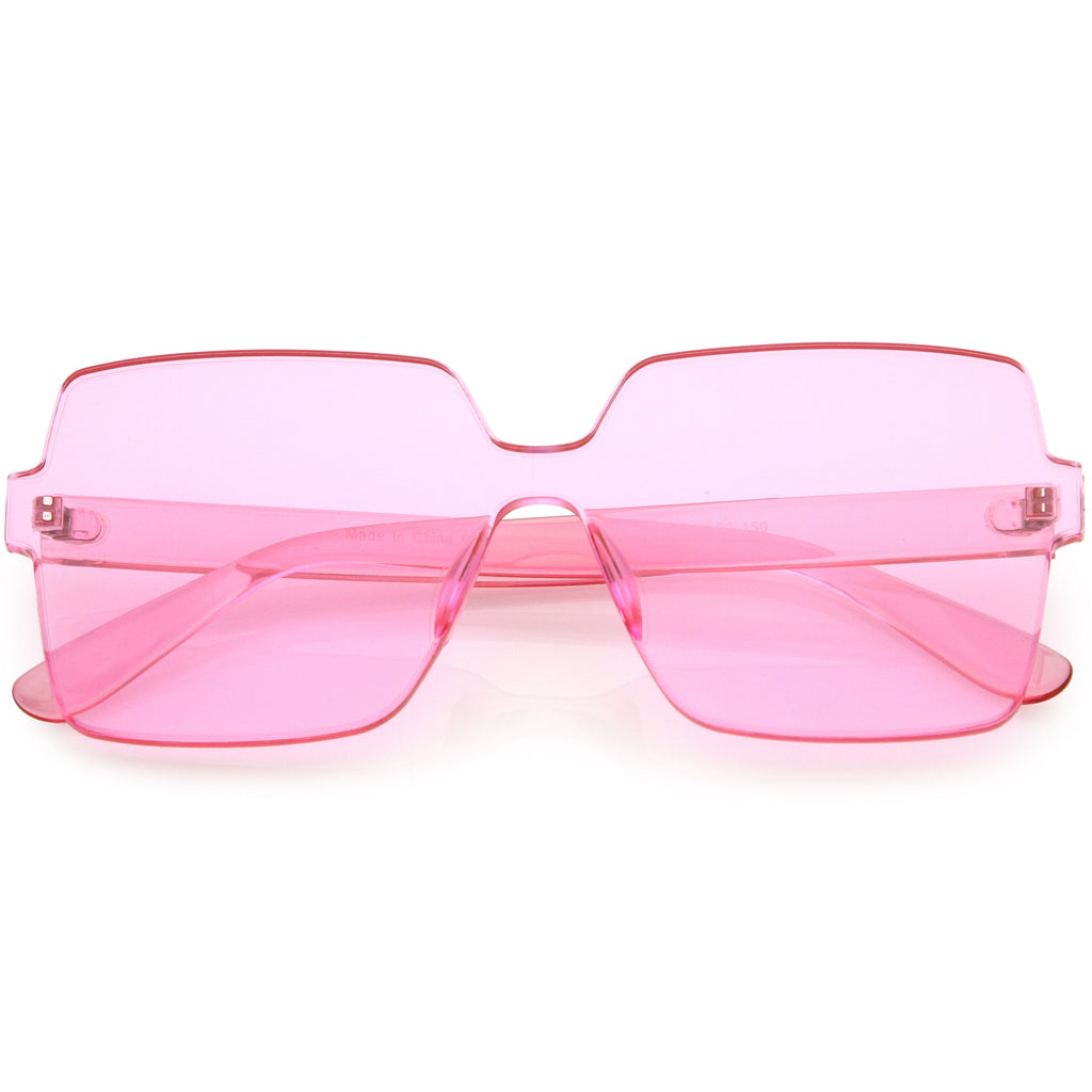 Large Retro Modern Square Mono Block Color Tone Sunglasses C961