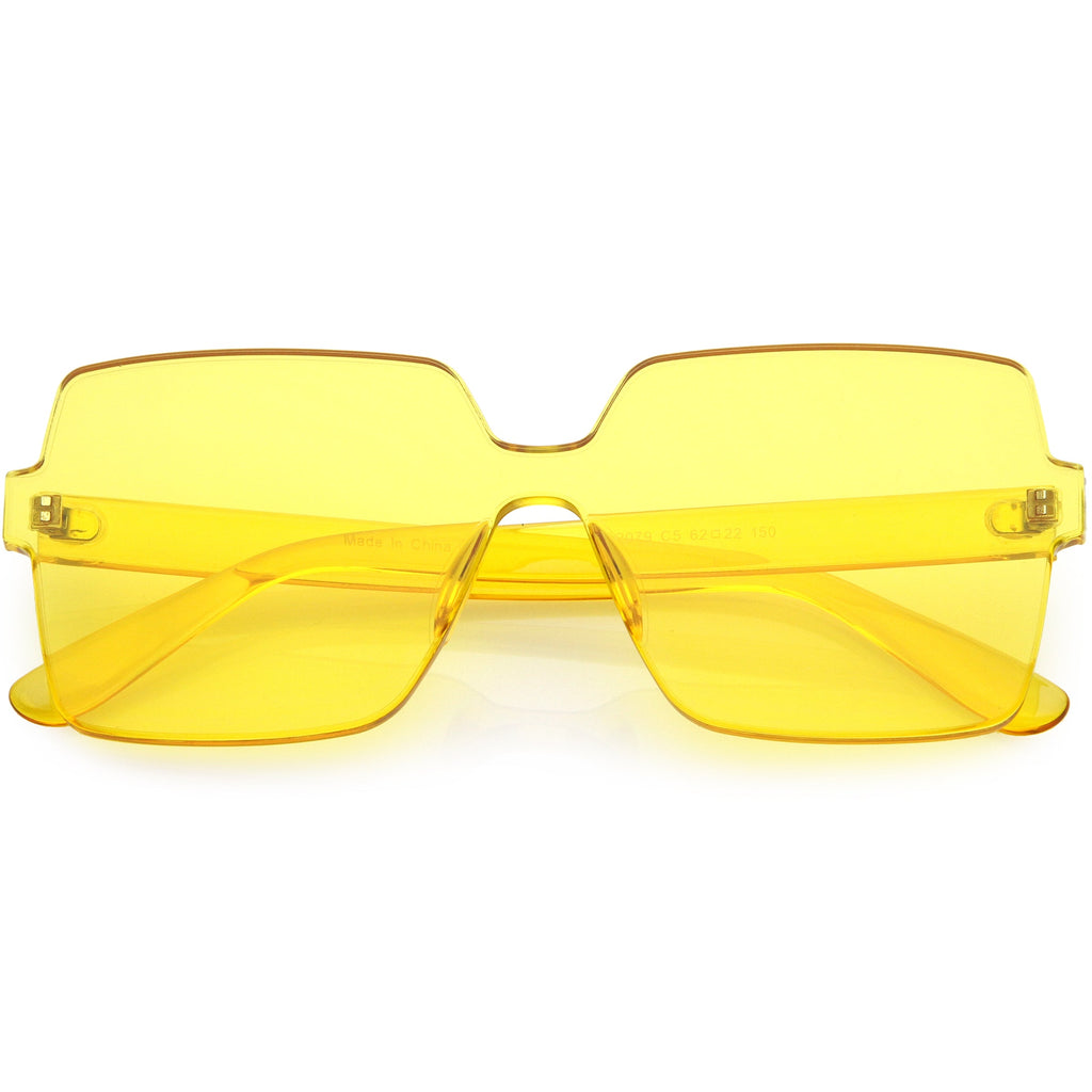 Large Retro Modern Square Mono Block Color Tone Sunglasses C961