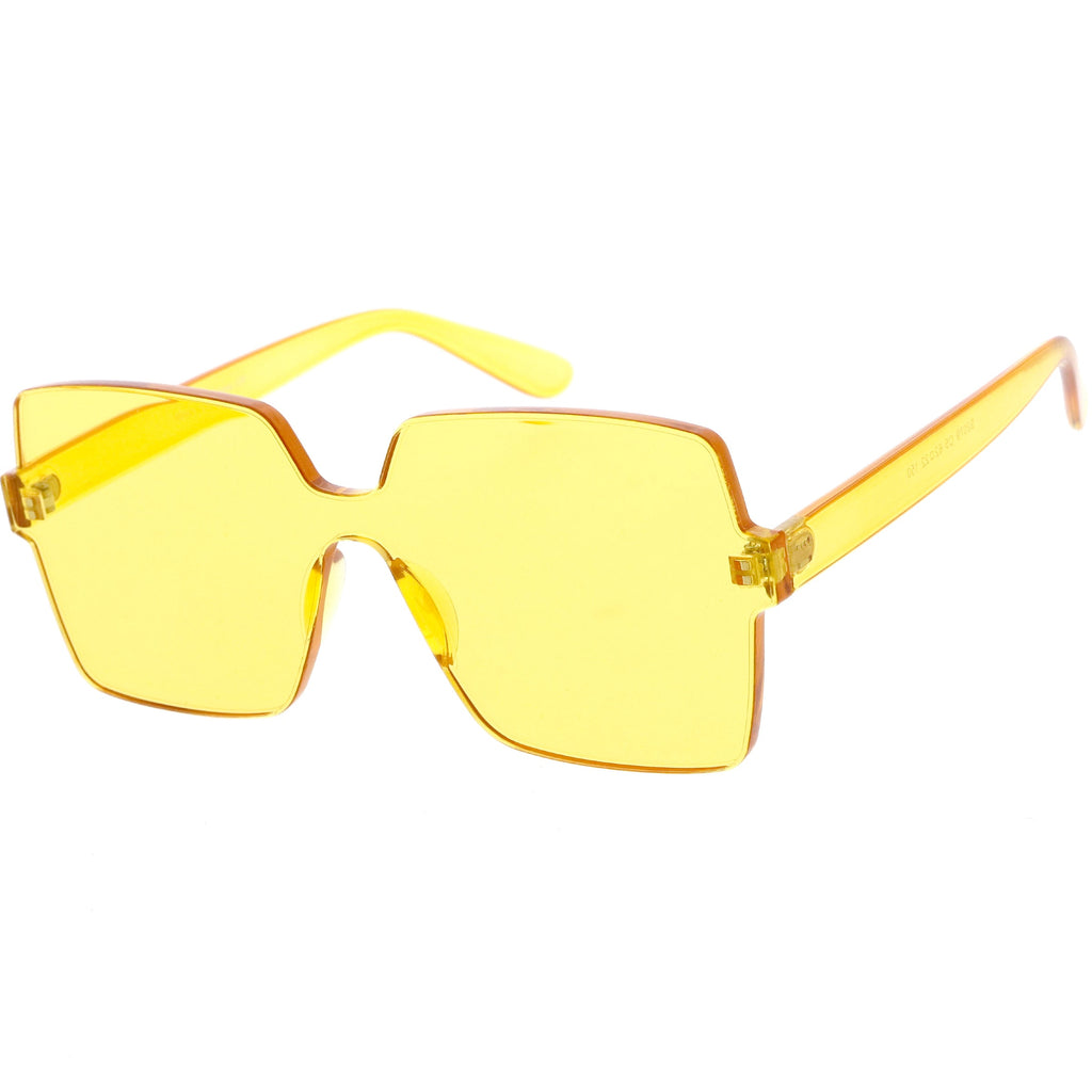 Large Retro Modern Square Mono Block Color Tone Sunglasses C961