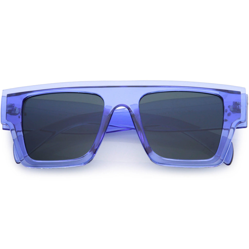 Colorful Translucent Frame Flat Top Retro Rectangle Sunglasses C964