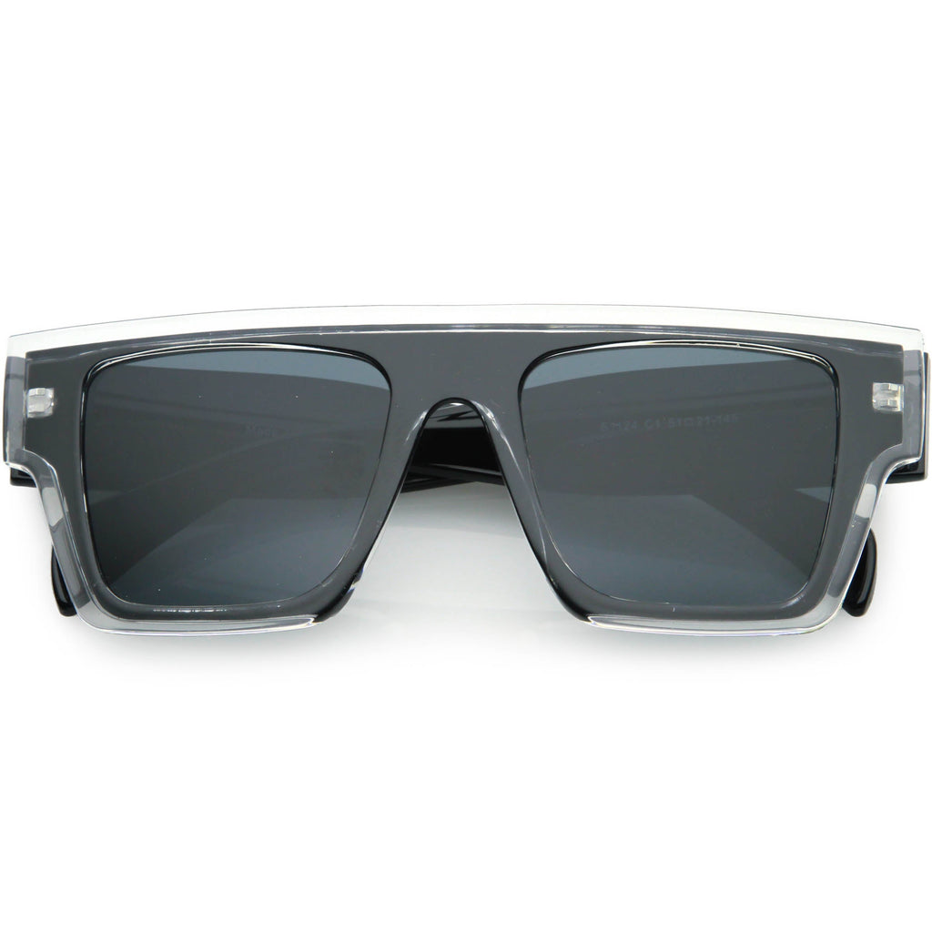 Colorful Translucent Frame Flat Top Retro Rectangle Sunglasses C964