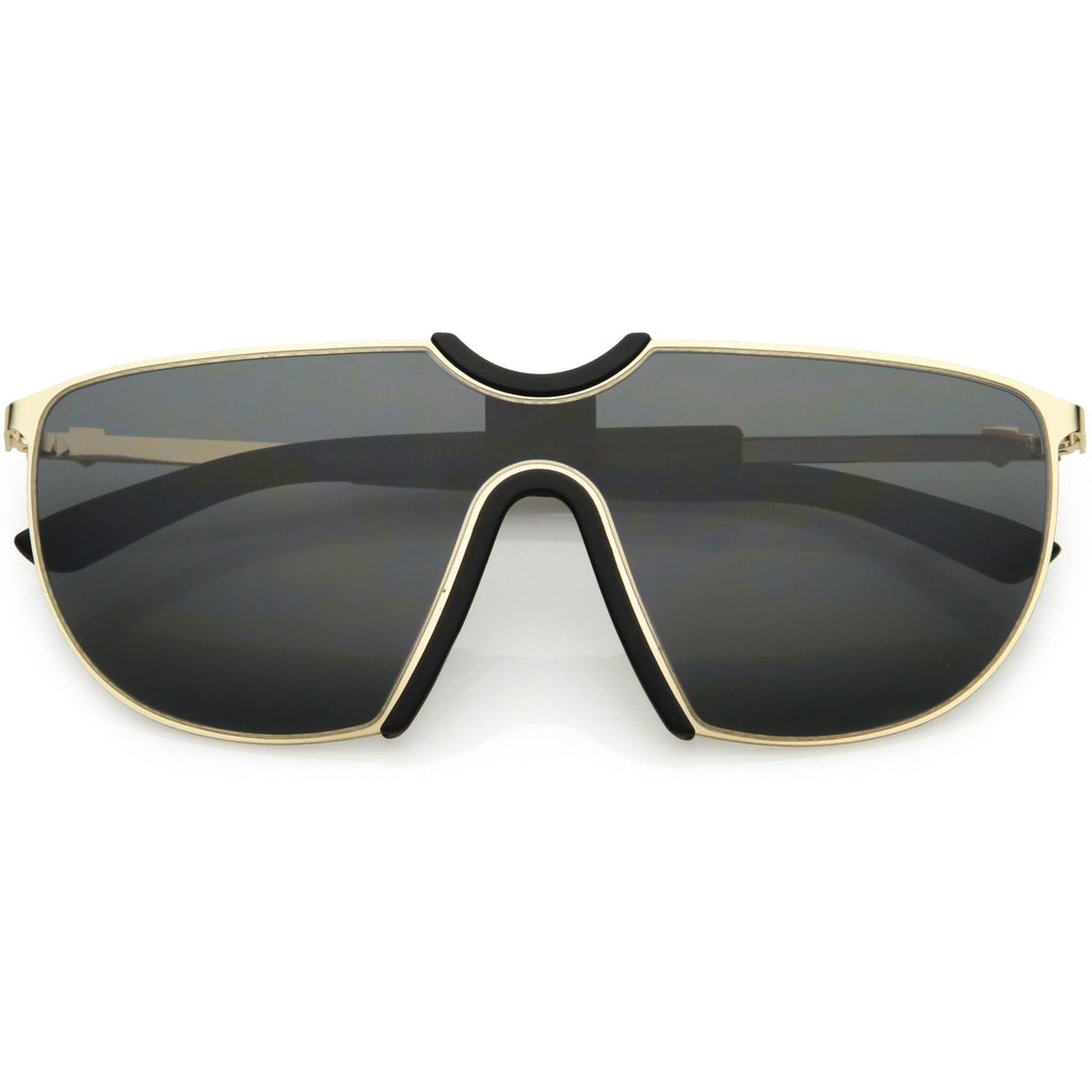 Futuristic Space Shield Metal One Piece Aviator Sunglasses C965