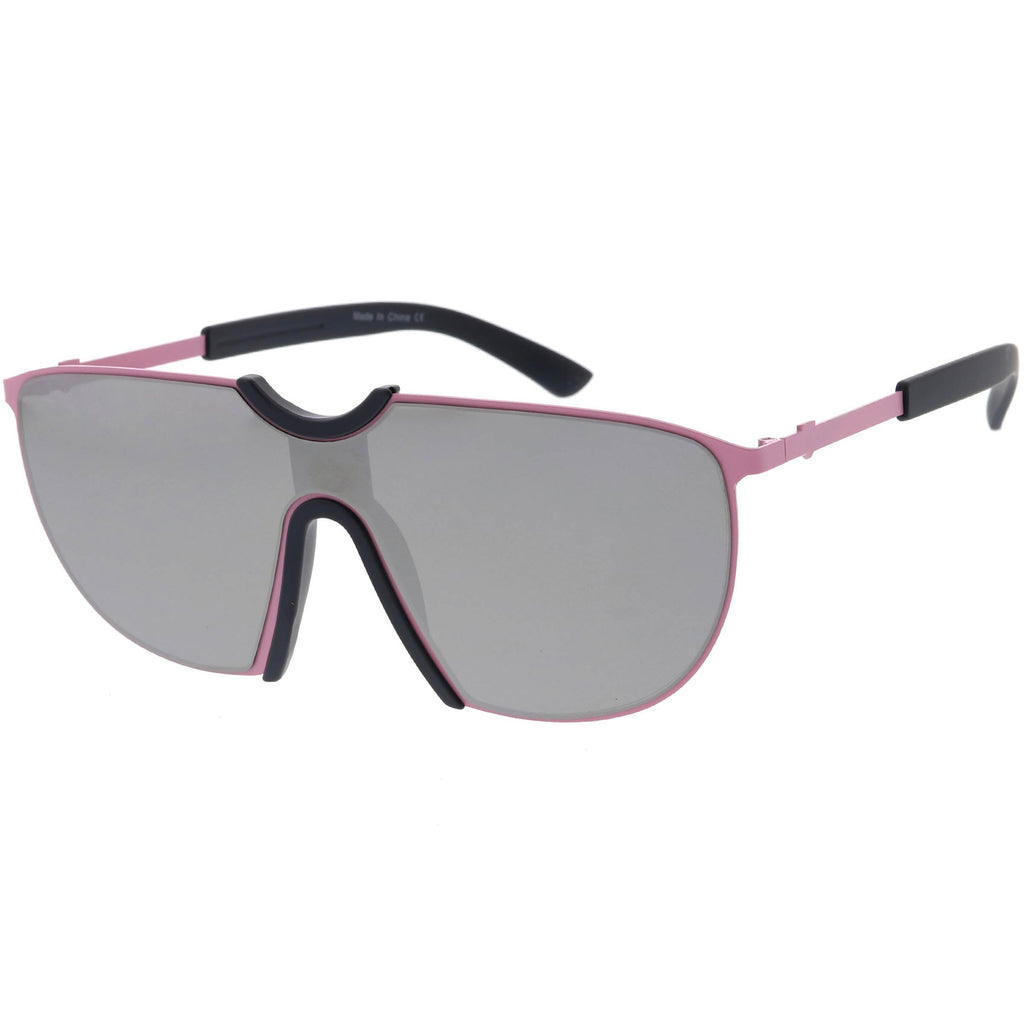 Futuristic Space Shield Metal One Piece Aviator Sunglasses C965