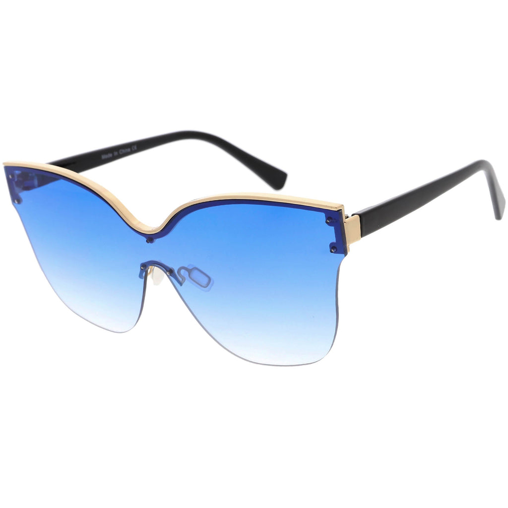 Oversize Modern Women's Shield Mono Lens Cat Eye Sunglasses C967