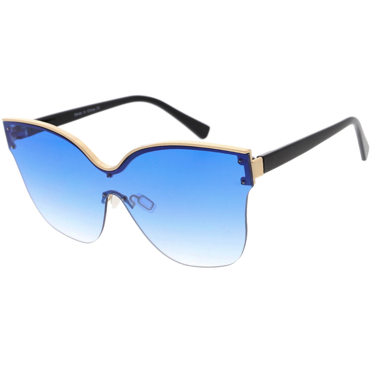 Oversize Modern Women's Shield Mono Lens Cat Eye Sunglasses C967