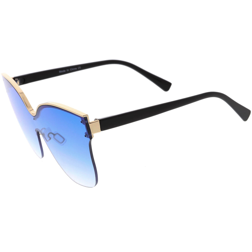 Oversize Modern Women's Shield Mono Lens Cat Eye Sunglasses C967