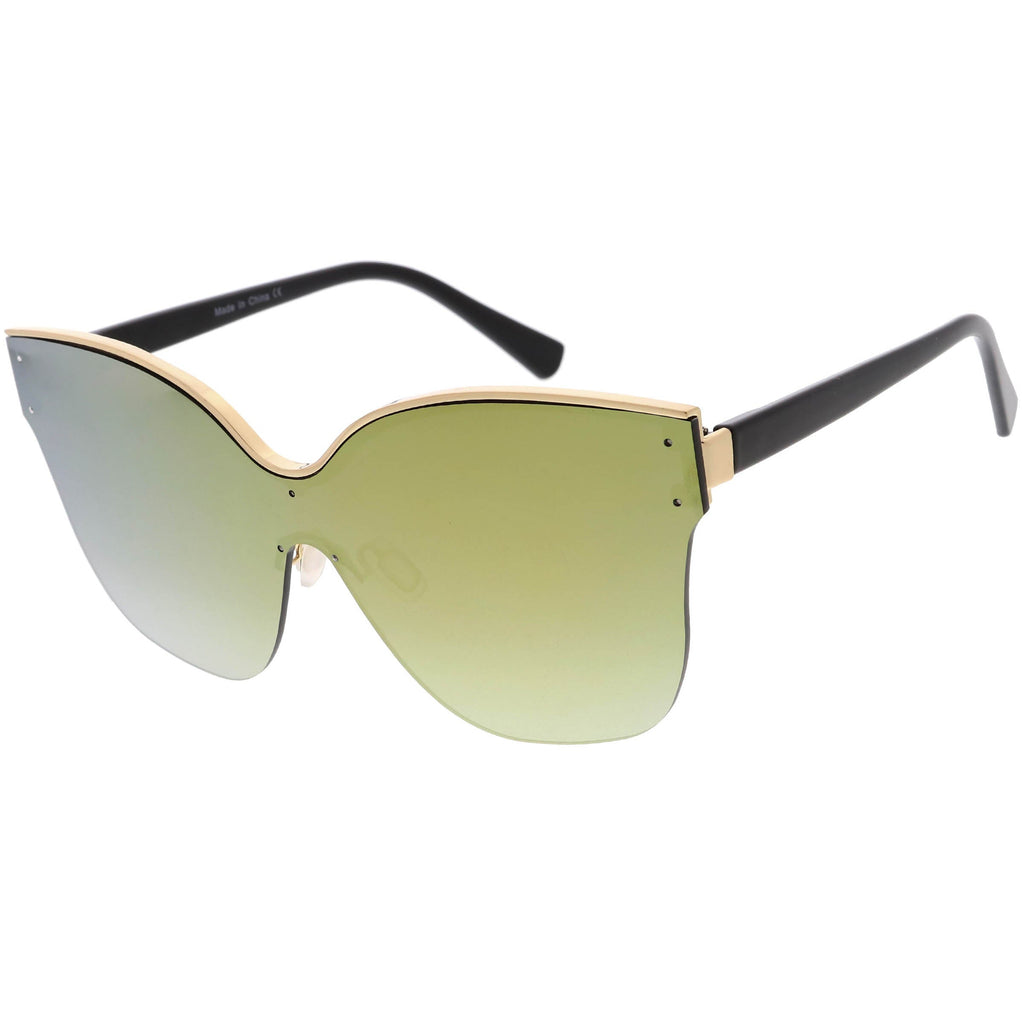Oversize Modern Women's Shield Mono Lens Cat Eye Sunglasses C967