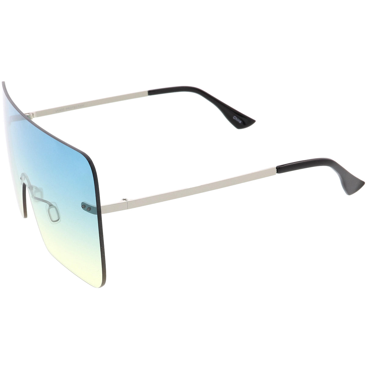 Oversize Futuristic Rimless Flat Shield Lens Sunglasses C982