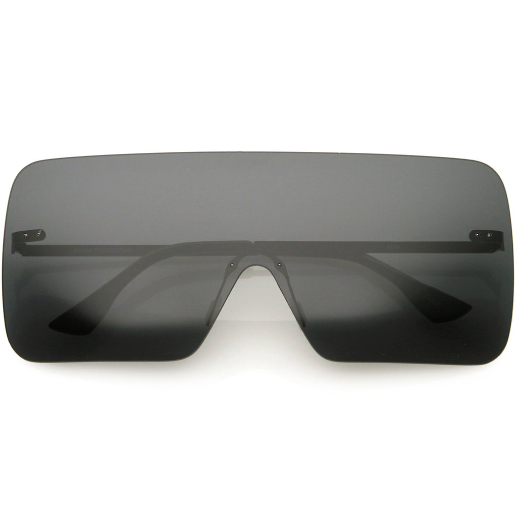 Oversize Futuristic Rimless Flat Shield Lens Sunglasses C982