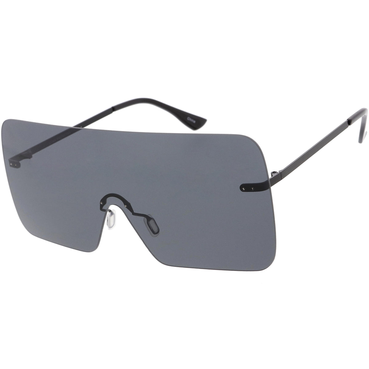 Oversize Futuristic Rimless Flat Shield Lens Sunglasses C982