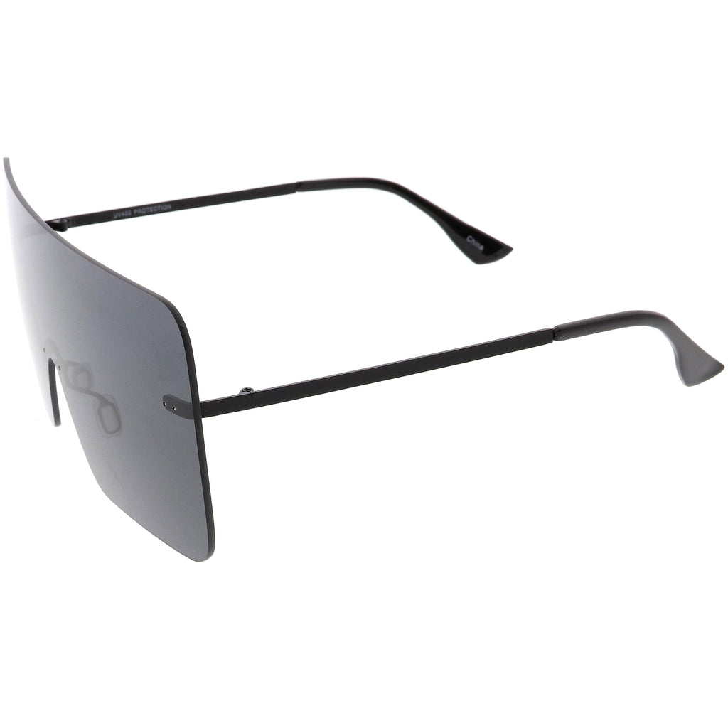 Oversize Futuristic Rimless Flat Shield Lens Sunglasses C982