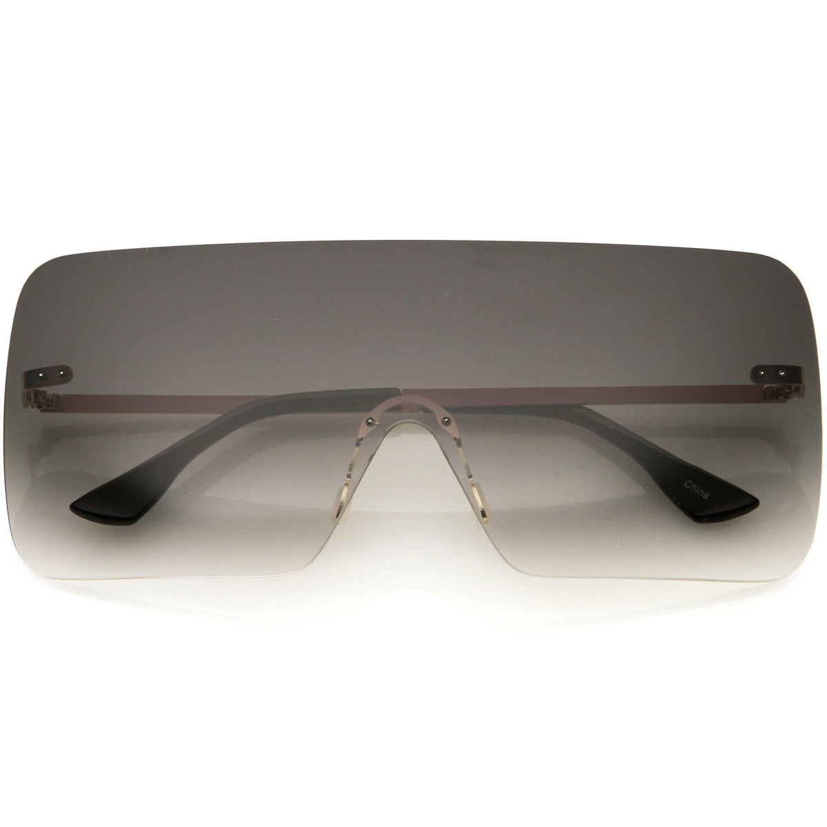 Oversize Futuristic Rimless Flat Shield Lens Sunglasses C982