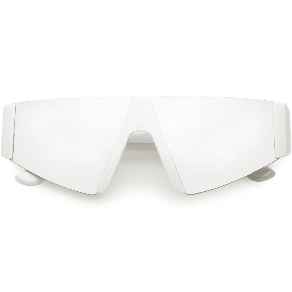 Modern Flat Top Blade Cut Color Mirrored Lens Shield Sunglasses C986