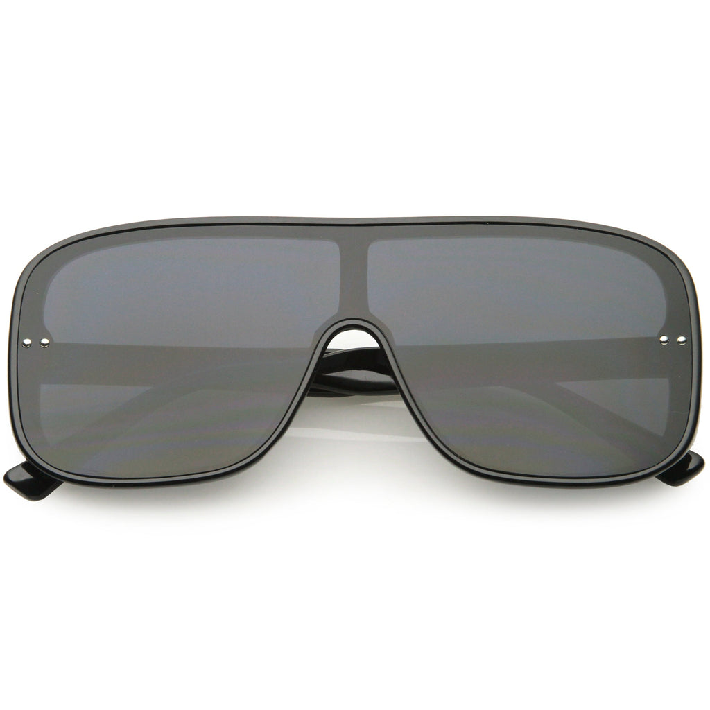 Oversize Retro Modern Disco Square Flat Lens Shield Sunglasses C988