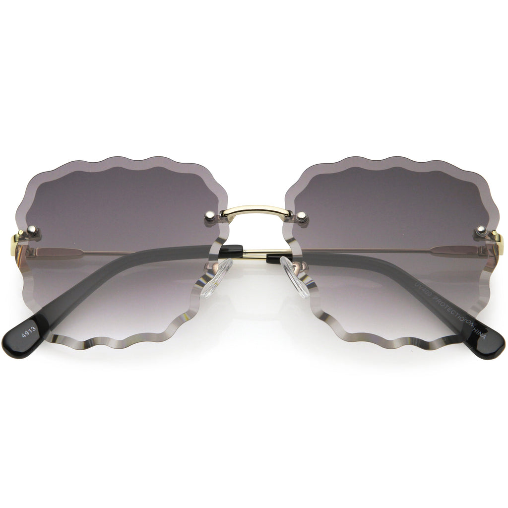 Women's Scalloped Gem Square Gradient Lens Sunglasses C989