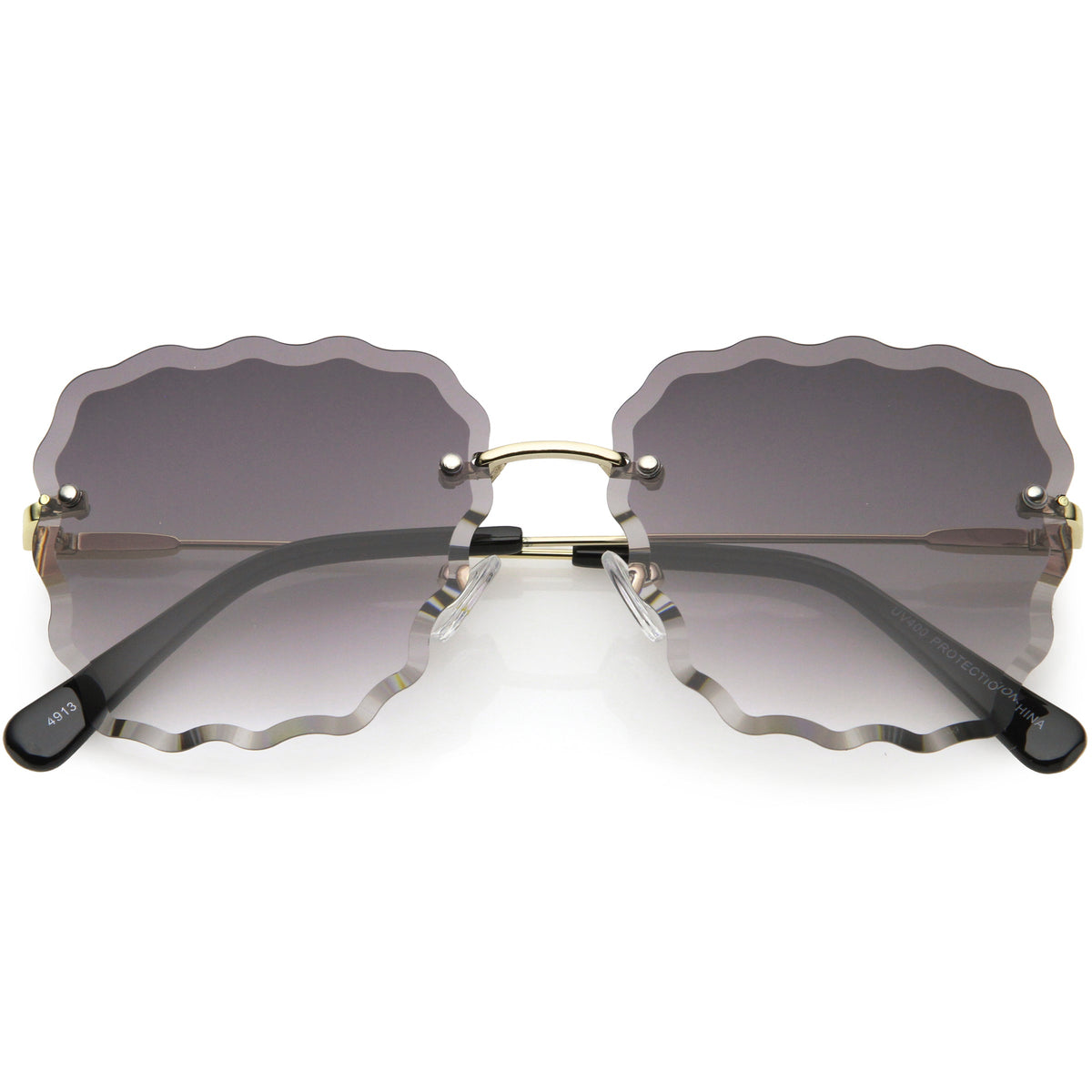Women's Scalloped Gem Square Gradient Lens Sunglasses C989