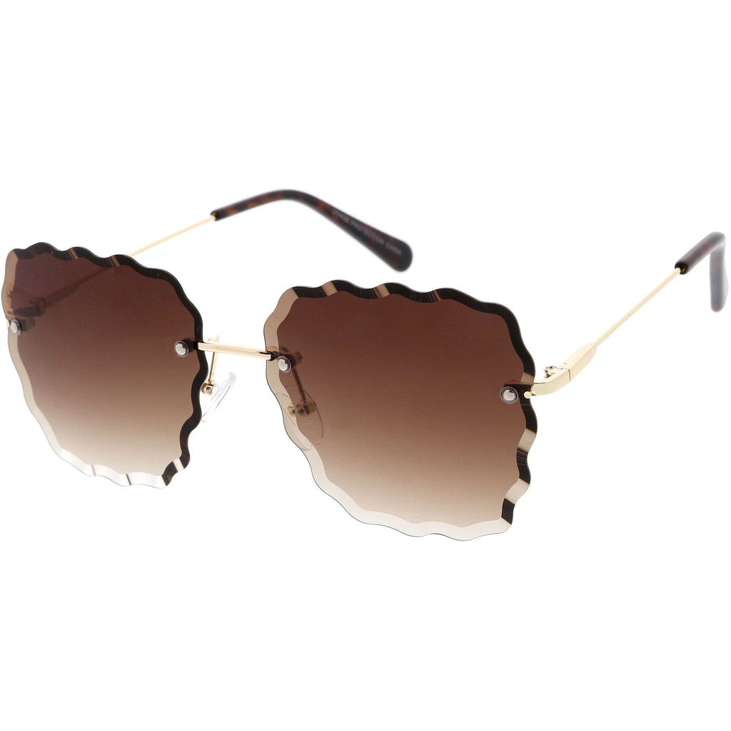 Women's Scalloped Gem Square Gradient Lens Sunglasses C989