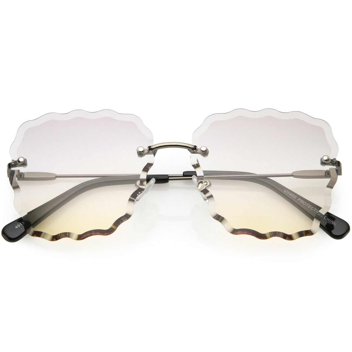 Women's Scalloped Gem Square Gradient Lens Sunglasses C989