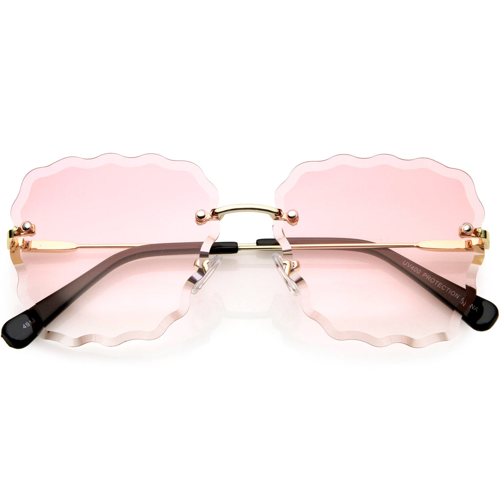 Women's Scalloped Gem Square Gradient Lens Sunglasses C989