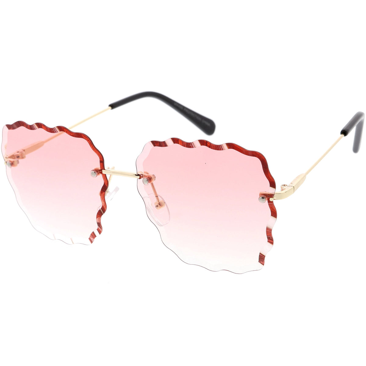 Women's Scalloped Gem Square Gradient Lens Sunglasses C989
