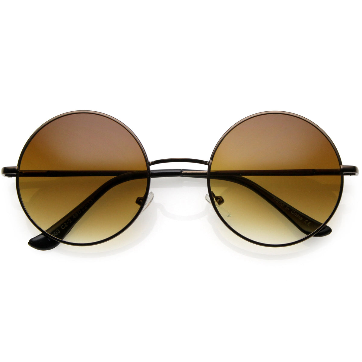 Medium Classic Lennon Style Gradient Colored Lens Thin Metal Frame Round Sunglasses 53mm C990