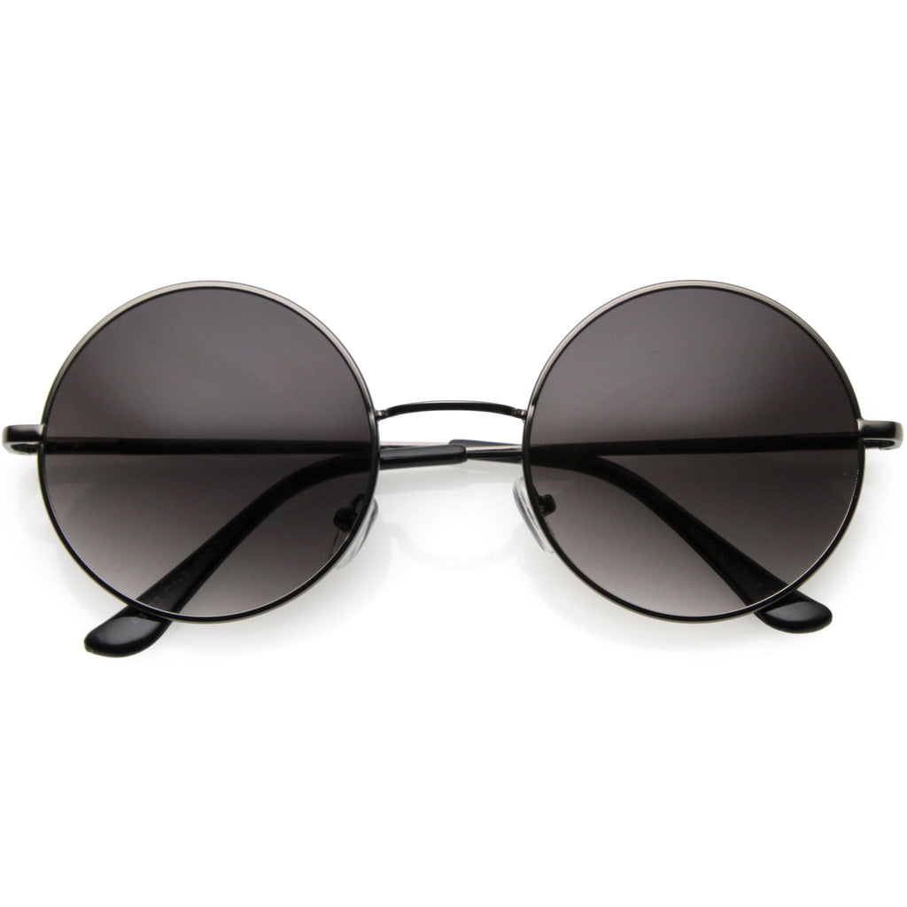 Medium Classic Lennon Style Gradient Colored Lens Thin Metal Frame Round Sunglasses 53mm C990