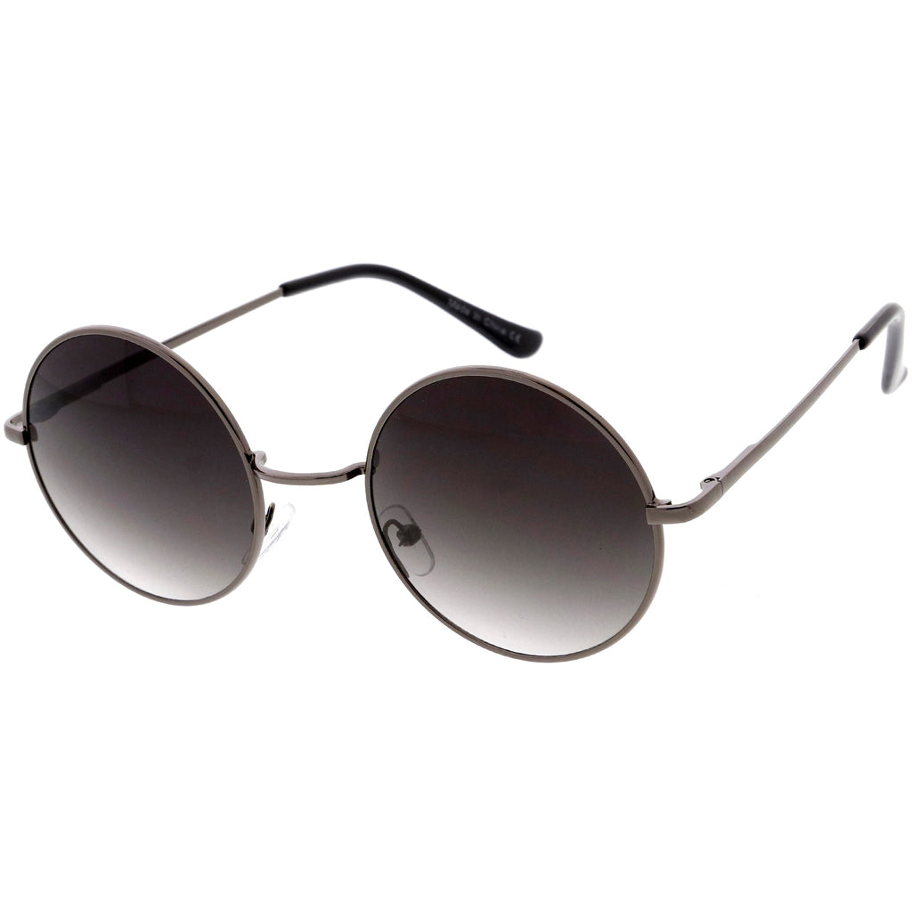 Medium Classic Lennon Style Gradient Colored Lens Thin Metal Frame Round Sunglasses 53mm C990