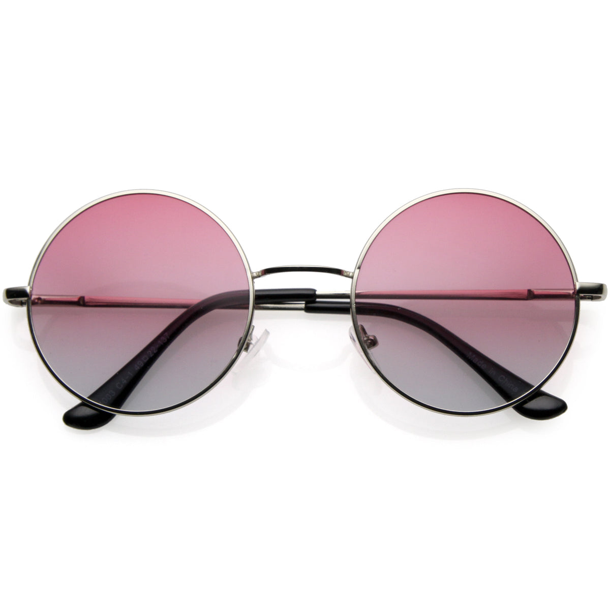 Medium Classic Lennon Style Gradient Colored Lens Thin Metal Frame Round Sunglasses 53mm C990
