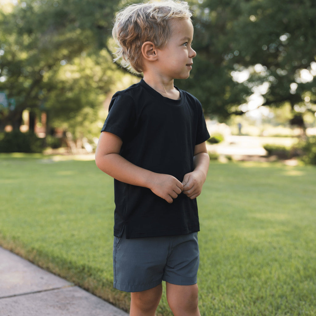 Youth Everyday Short - River Rock Grey - Classic Deer Camo Pocket