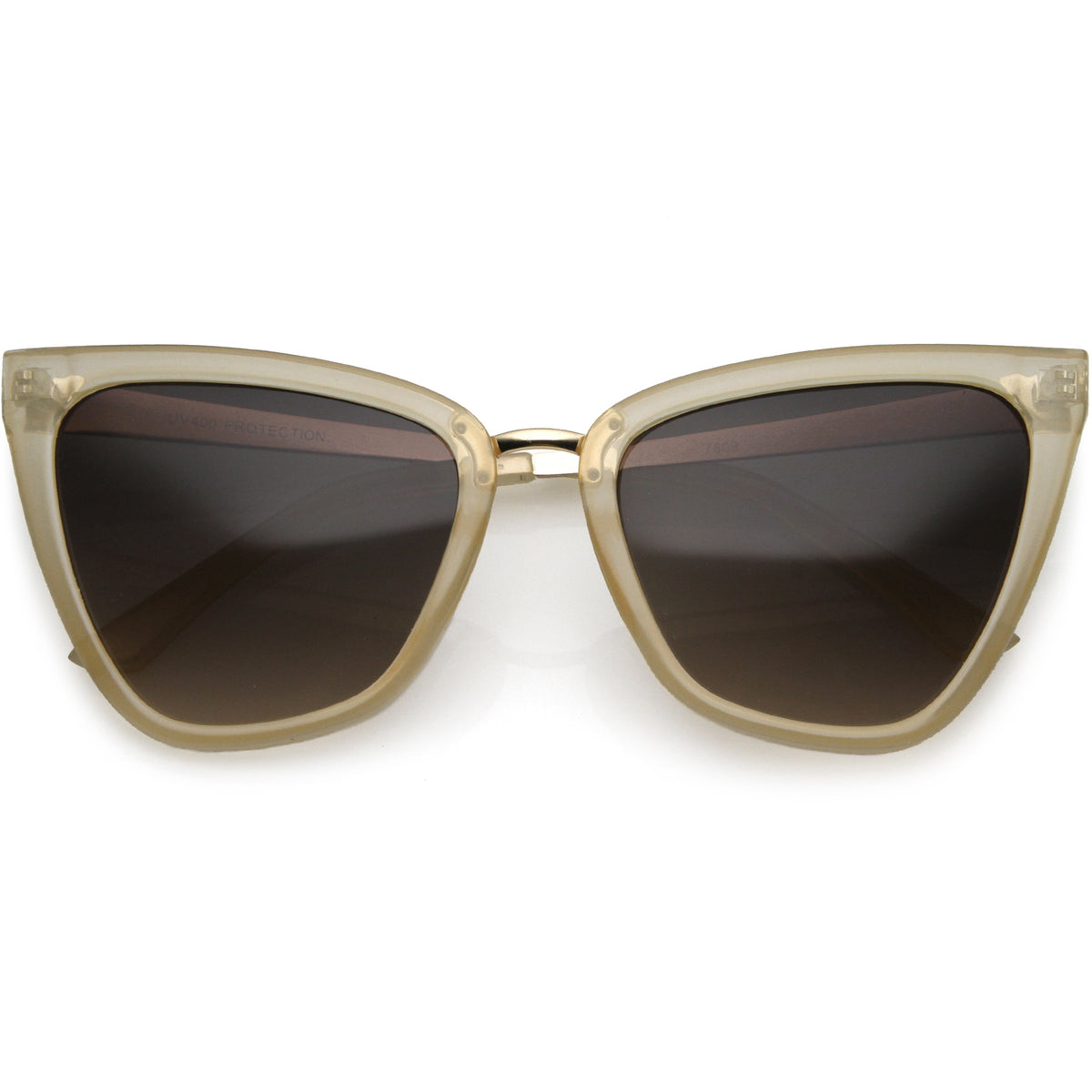 Oversize Two-Tone Metal Nose Bridge Accent Cat Eye Sunglasses D001