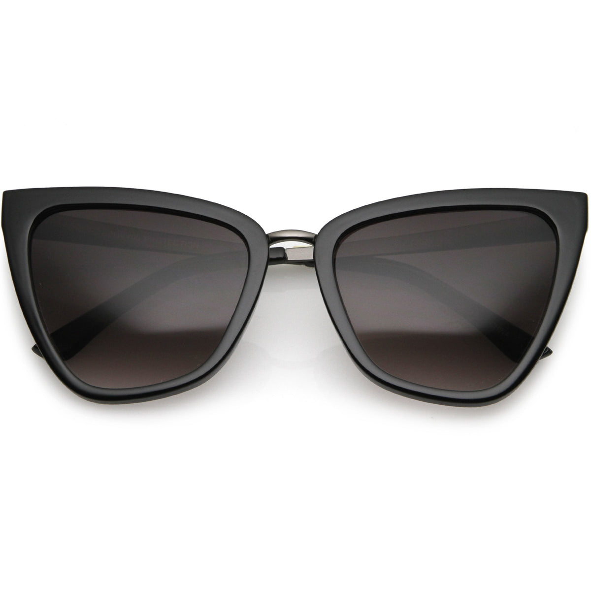 Oversize Two-Tone Metal Nose Bridge Accent Cat Eye Sunglasses D001