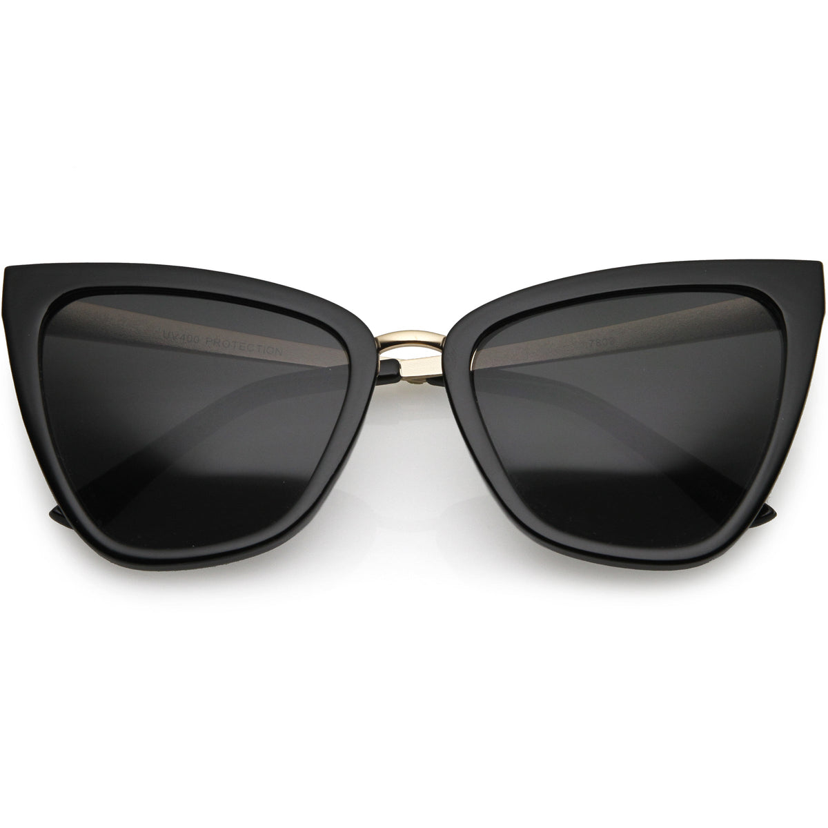 Oversize Two-Tone Metal Nose Bridge Accent Cat Eye Sunglasses D001