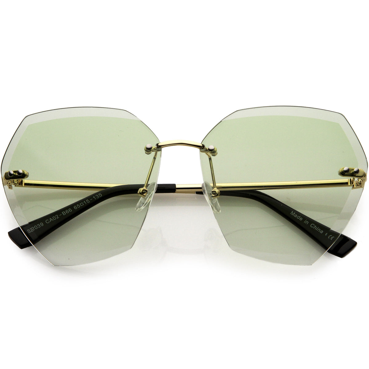 Oversize Rimless Beveled Gradient Lens Geometric Sunglasses D014