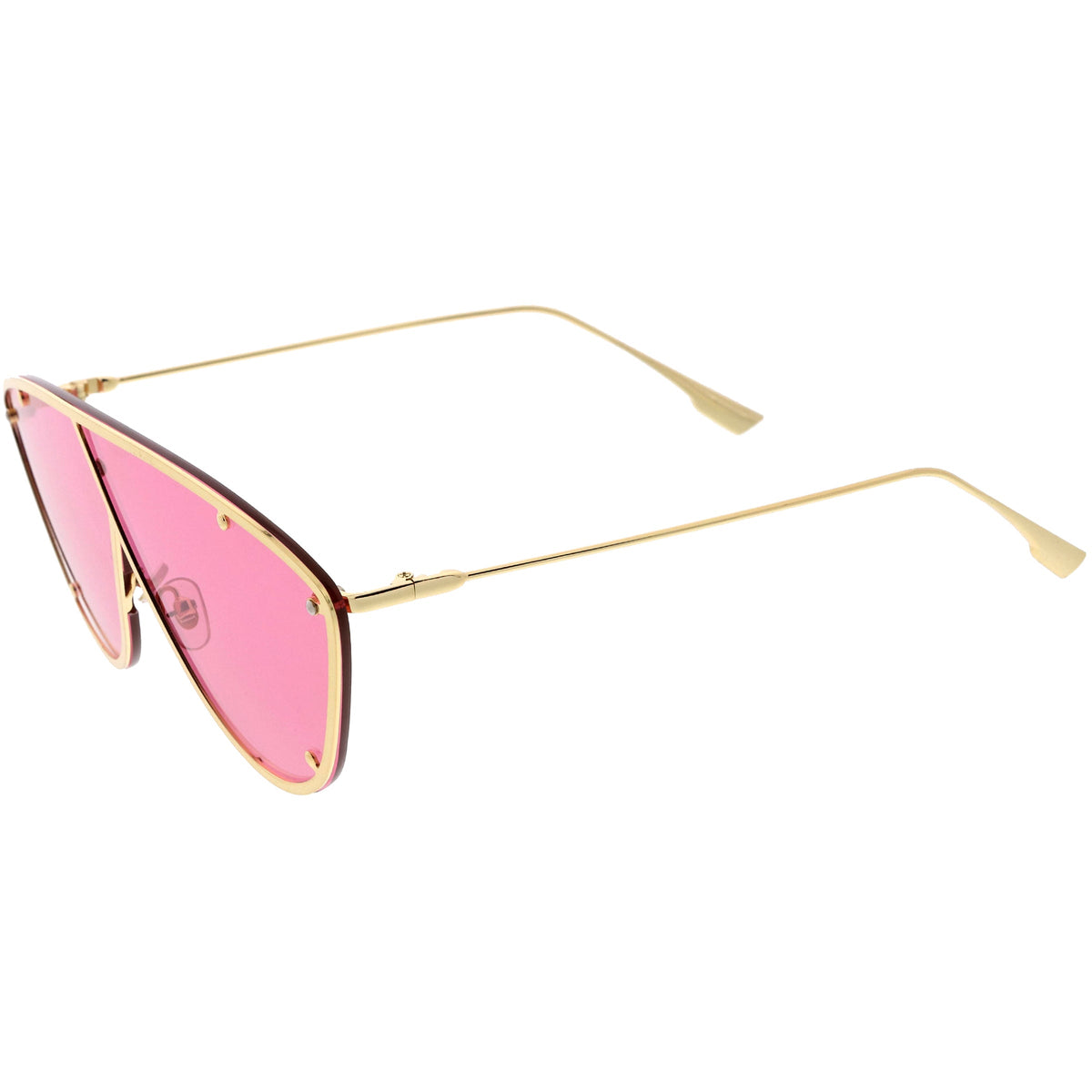 Luxe Studded Thin Metal Arms Modern Oversize Angular Aviator Sunglasses D025