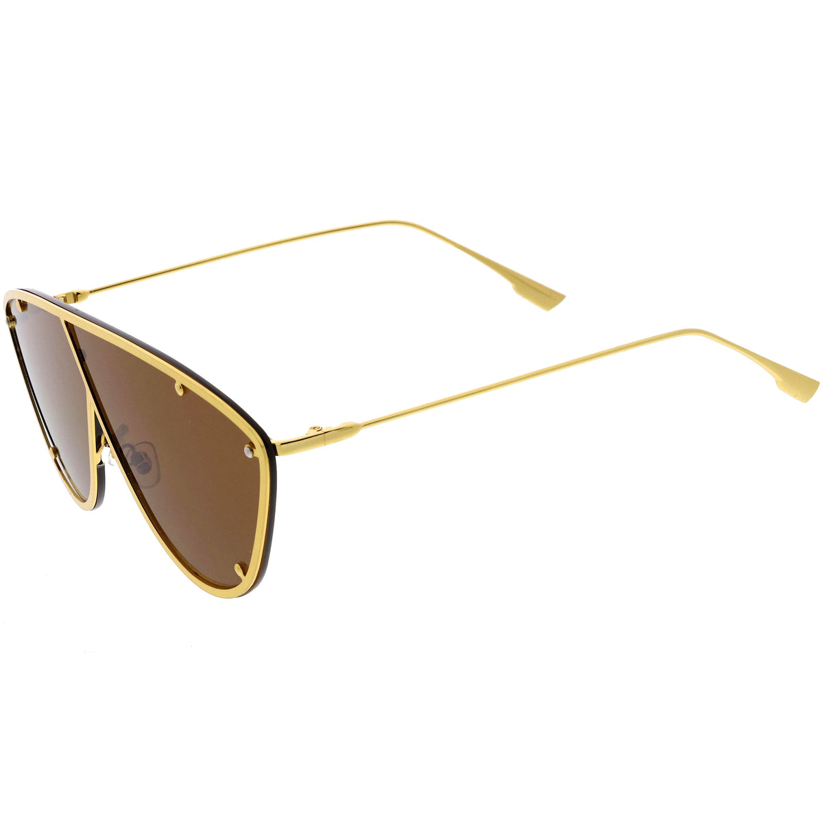 Luxe Studded Thin Metal Arms Modern Oversize Angular Aviator Sunglasses D025