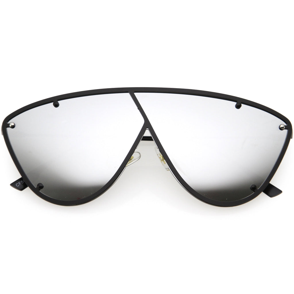 Luxe Studded Thin Metal Arms Modern Oversize Angular Aviator Sunglasses D025