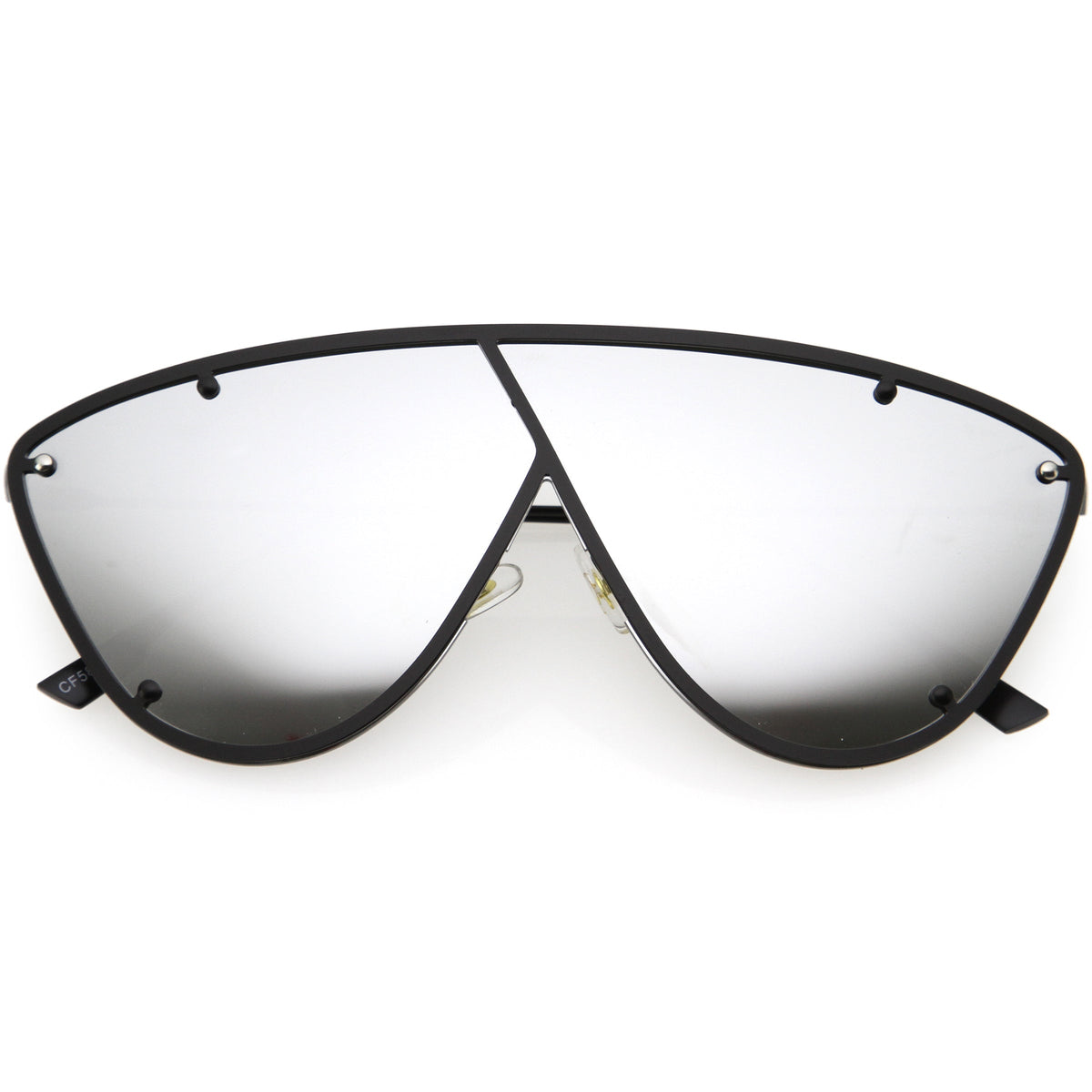 Luxe Studded Thin Metal Arms Modern Oversize Angular Aviator Sunglasses D025