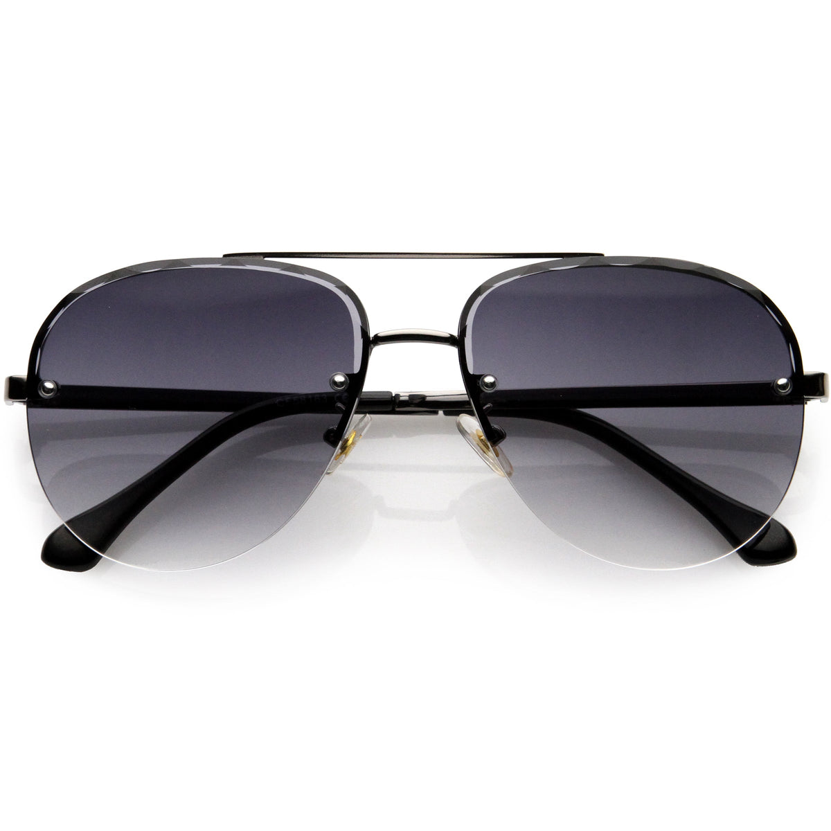 Luxe Oversize Semi-Rimless Bevelled Lens Square Aviator Sunglasses D028