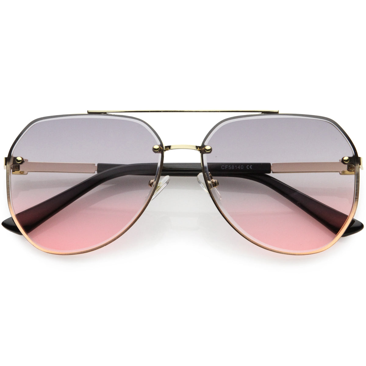 Luxe Rhinestones Temple Accent Bevelled Lens Square Sunglasses D029