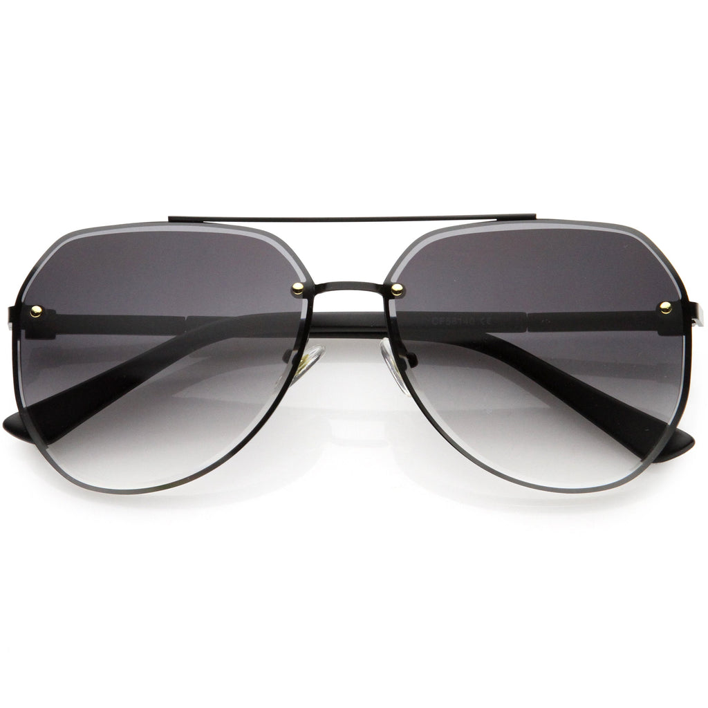 Luxe Rhinestones Temple Accent Bevelled Lens Square Sunglasses D029